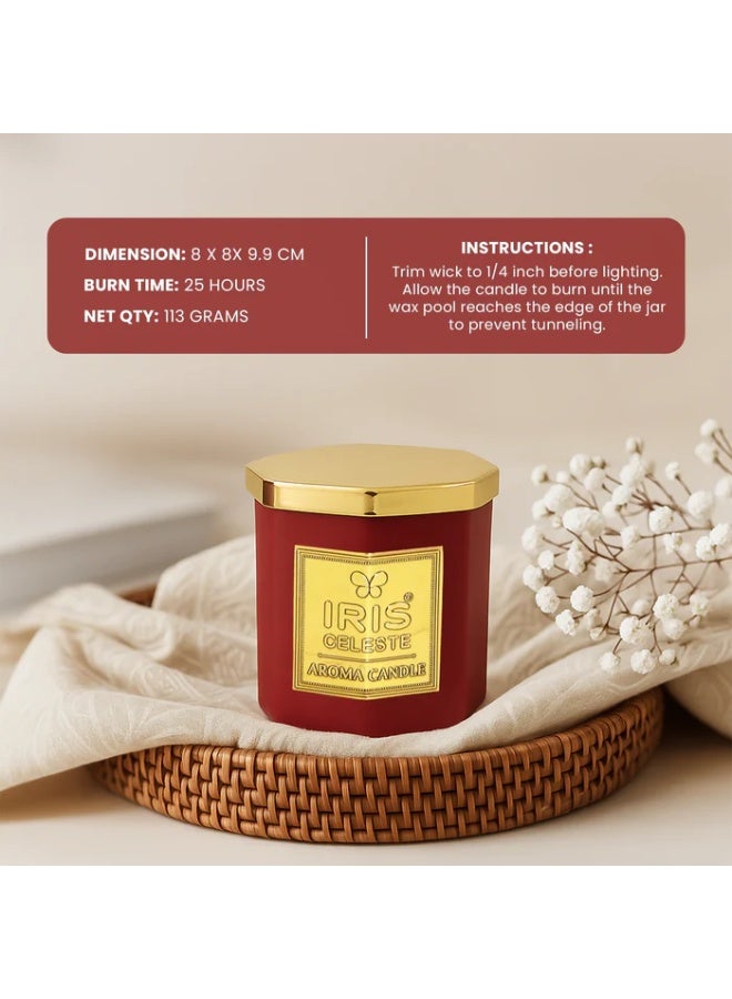 IRIS CELESTE Rose Gold Soy Wax Jar Candle with lid - 113grams, Scented candle 4oz | 25 Hours Burn-time | Warm Floral Fragrance | Perfect for Festivities & Gifting, Ceremonies, Meditation & Room Perfuming - Image 4